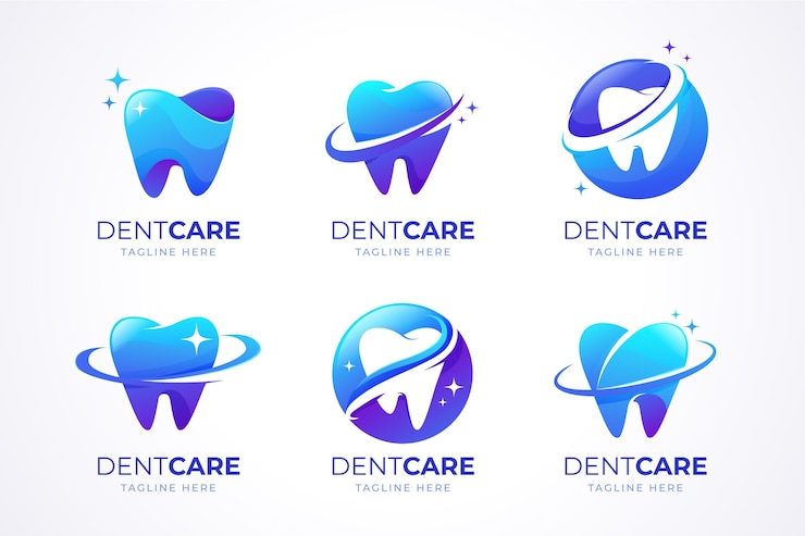 Vettore gratuito collezione di loghi dentali sfumati