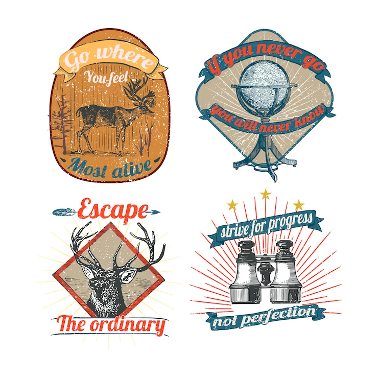 Vettore gratuito collezione di loghi e adesivi vintage