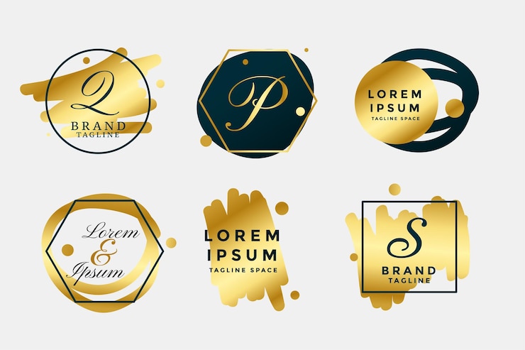 Vettore gratuito collezione di loghi monogramma di nozze d'oro di lusso