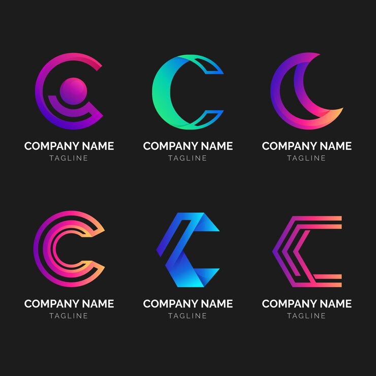 Vettore gratuito collezione di logo c colorato sfumato