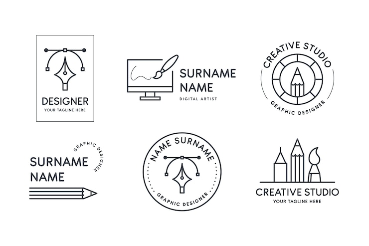 Vettore gratuito collezione di logo designer grafico piatto