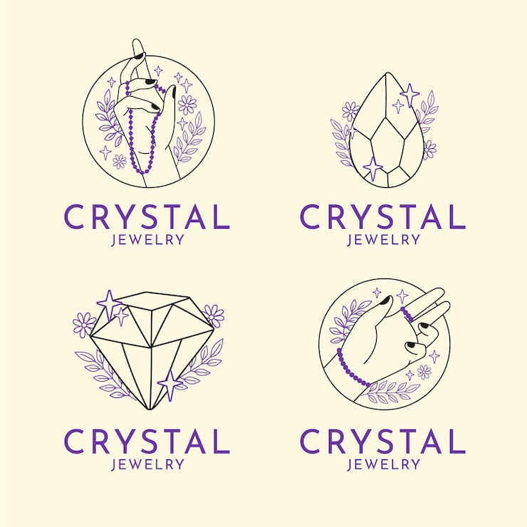 Vettore gratuito collezione di logo di gioielli disegnati a mano