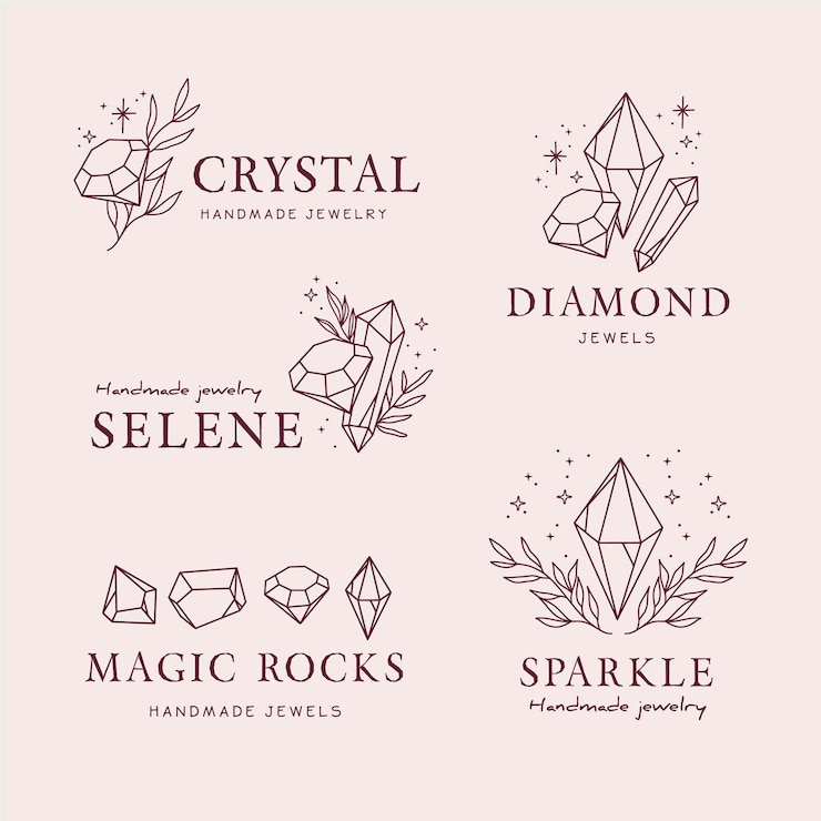 Vettore gratuito collezione di logo di gioielli disegnati a mano