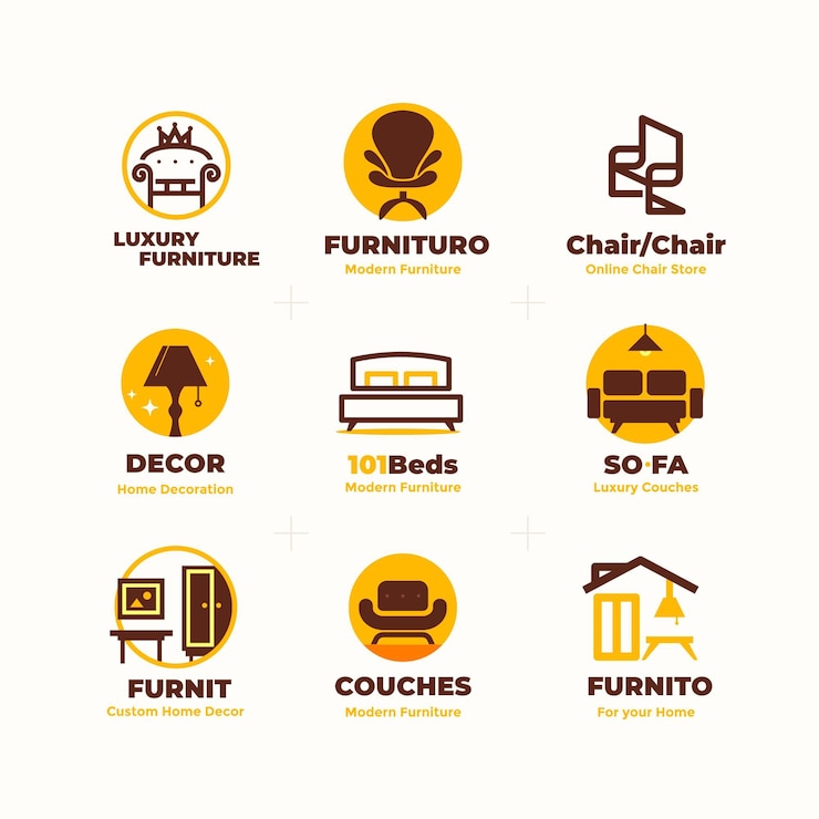 Vettore gratuito collezione di logo di mobili