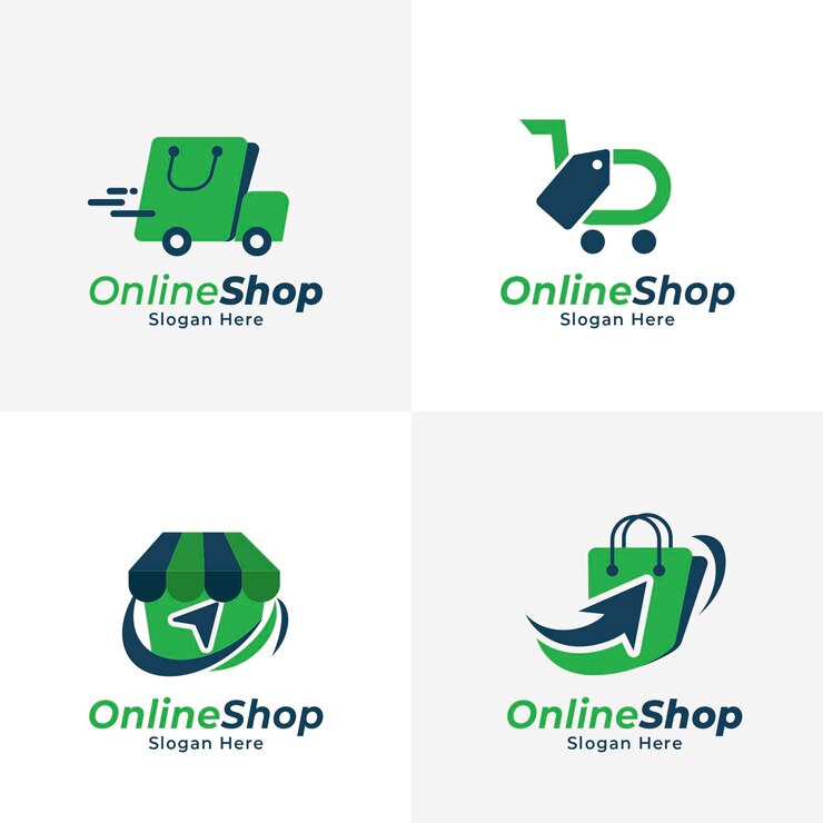 Vettore gratuito collezione di logo e-commerce piatto