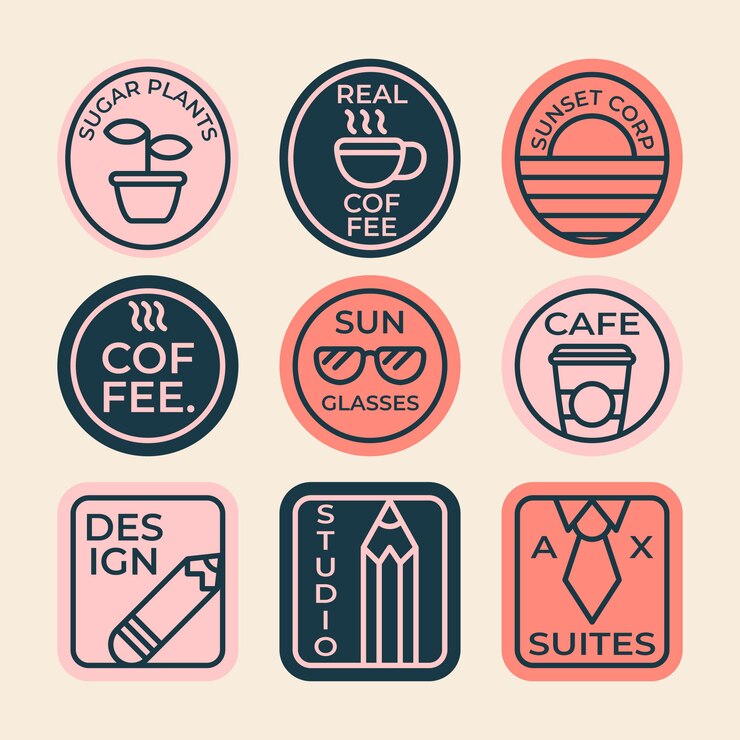 Vettore gratuito collezione di logo minimal caffè colorato in stile retrò