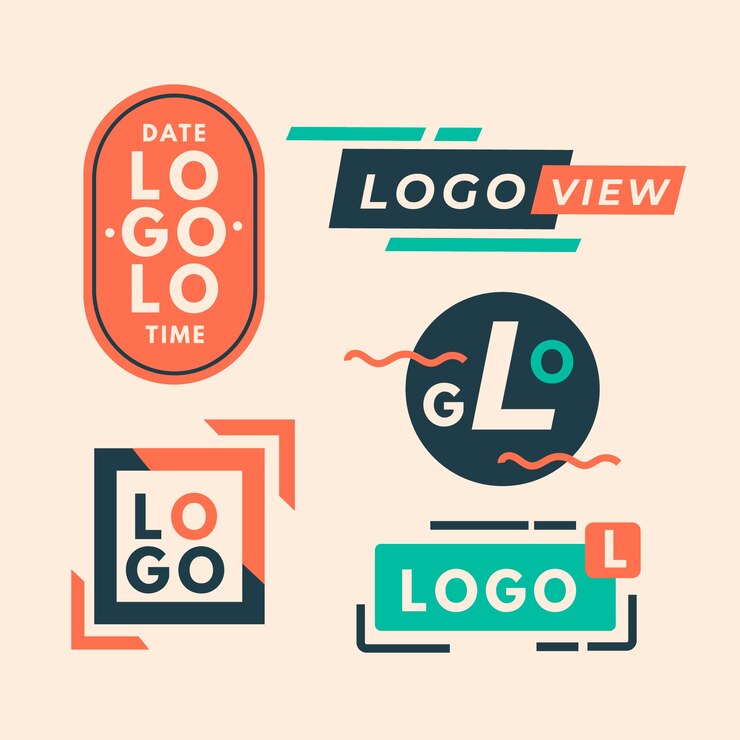 Vettore gratuito collezione di logo minimal colorato in stile retrò