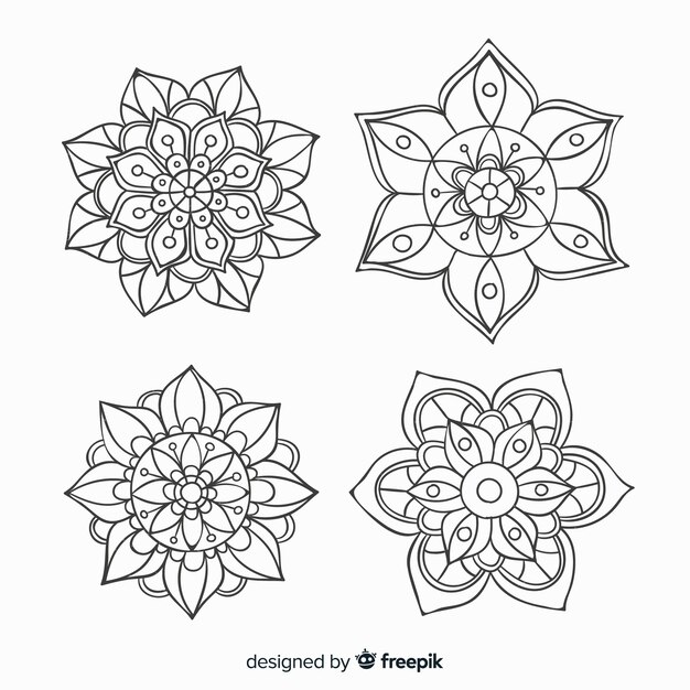 Collezione di mandala decorativi disegnati a mano