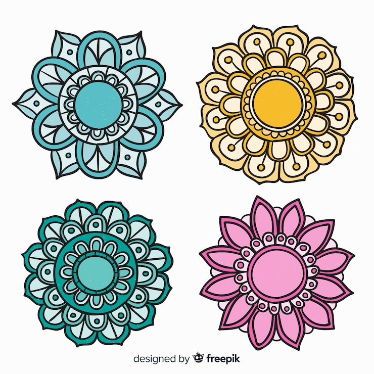 Vettore gratuito collezione di mandala disegnata a mano