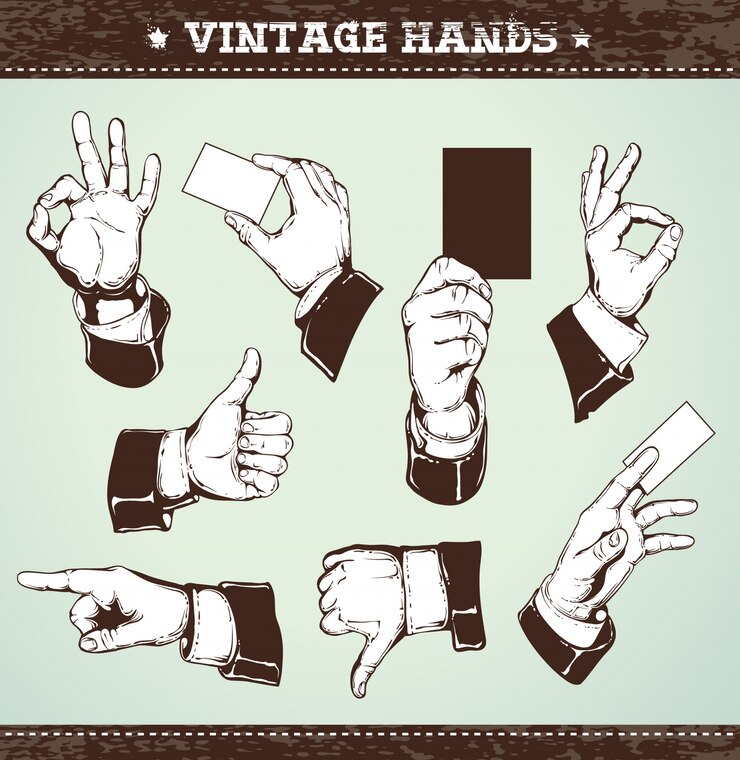 Vettore gratuito collezione di mani d'epoca