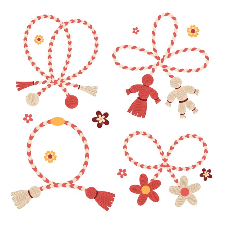 Vettore gratuito collezione di martenitsa disegnata a mano