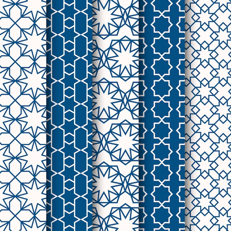 Vettore gratuito collezione di modelli arabi lineari