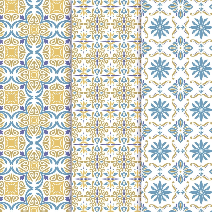 Vettore gratuito collezione di modelli arabi ornamentali piatti