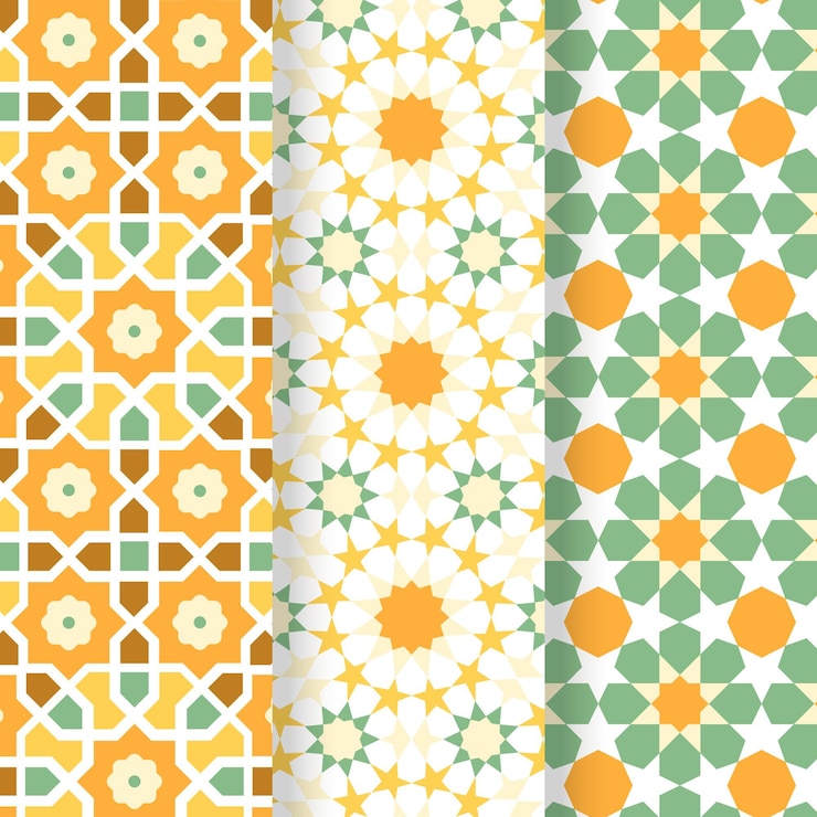 Vettore gratuito collezione di modelli arabi piatti