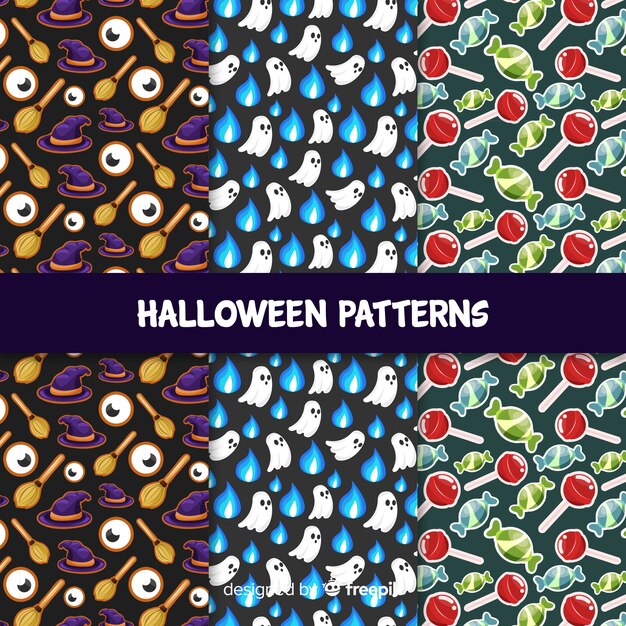 Collezione di modelli di halloween classico con design piatto