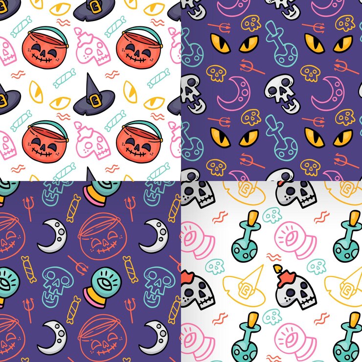Vettore gratuito collezione di modelli di halloween disegnati a mano
