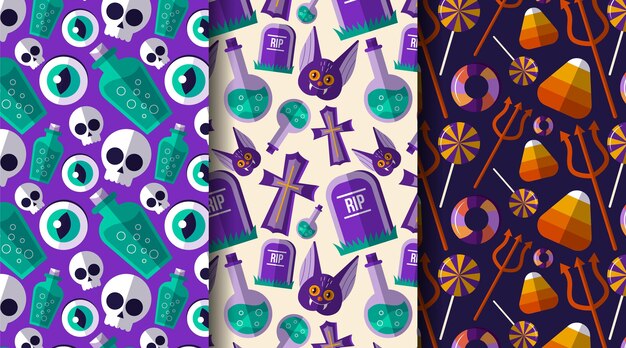Collezione di modelli di halloween piatto
