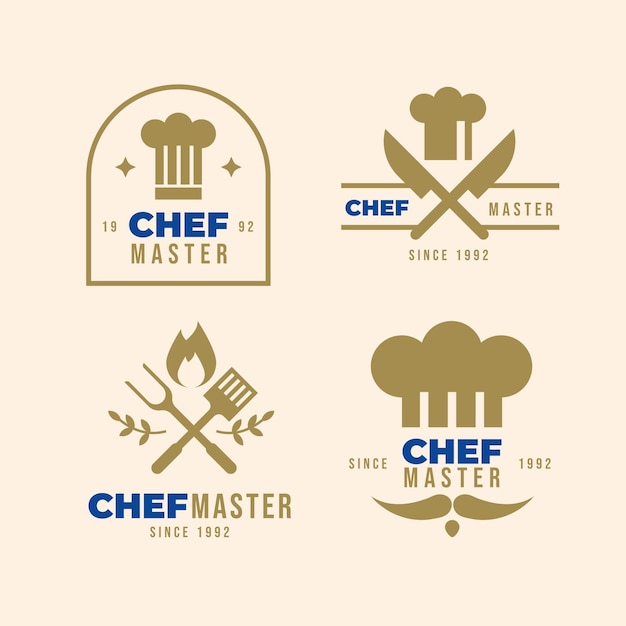 Collezione di modelli di logo chef piatto