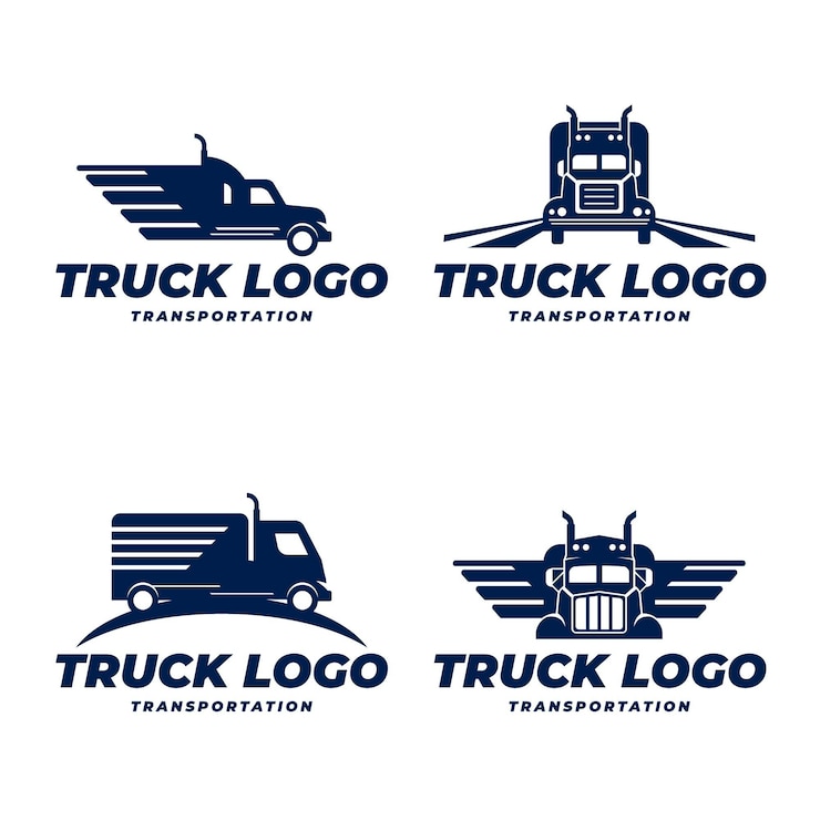 Vettore gratuito collezione di modelli di logo di camion piatto