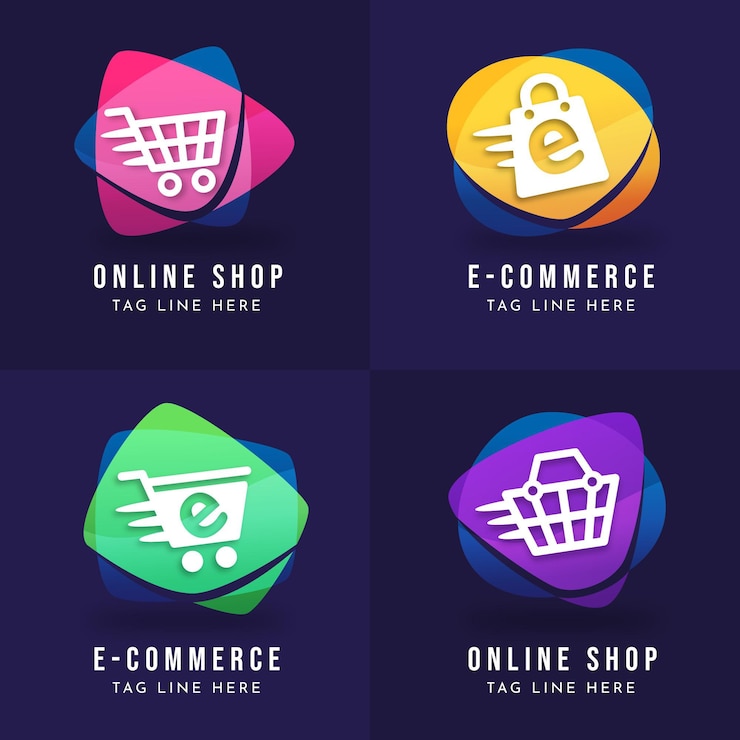 Vettore gratuito collezione di modelli di logo e-commerce gradiente