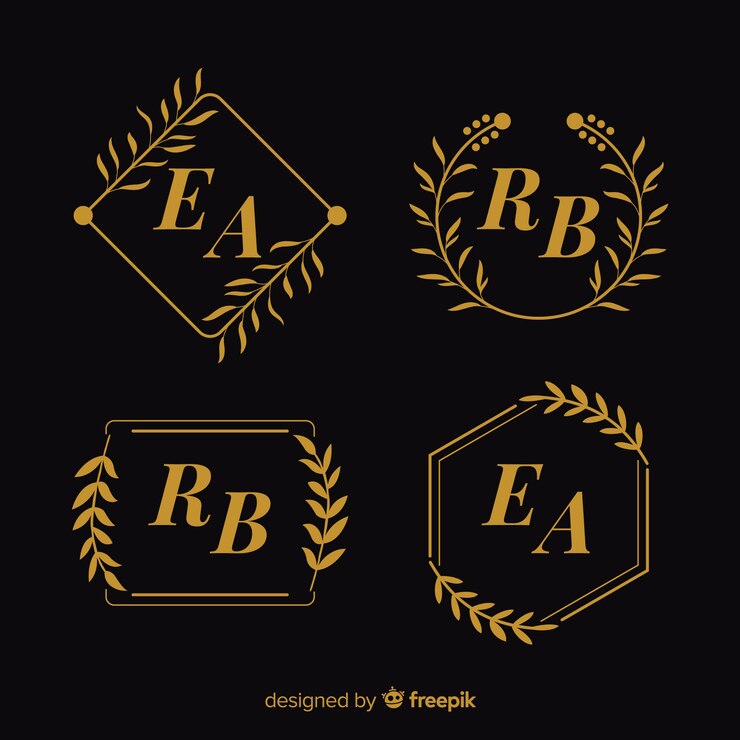 Vettore gratuito collezione di modelli di logo fiorista matrimonio