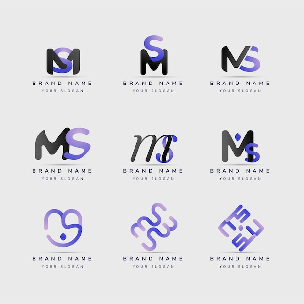 Collezione di modelli di logo ms design piatto