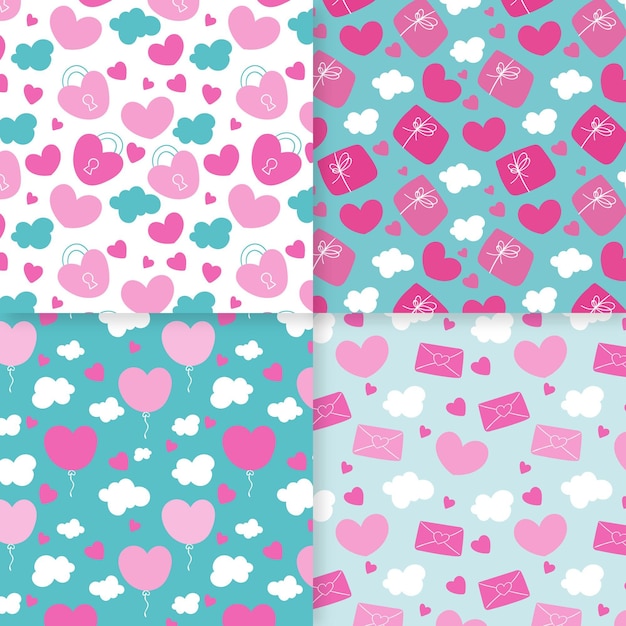 Collezione di modelli di San Valentino disegnati a mano