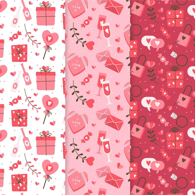 Collezione di modelli di san valentino disegnati a mano