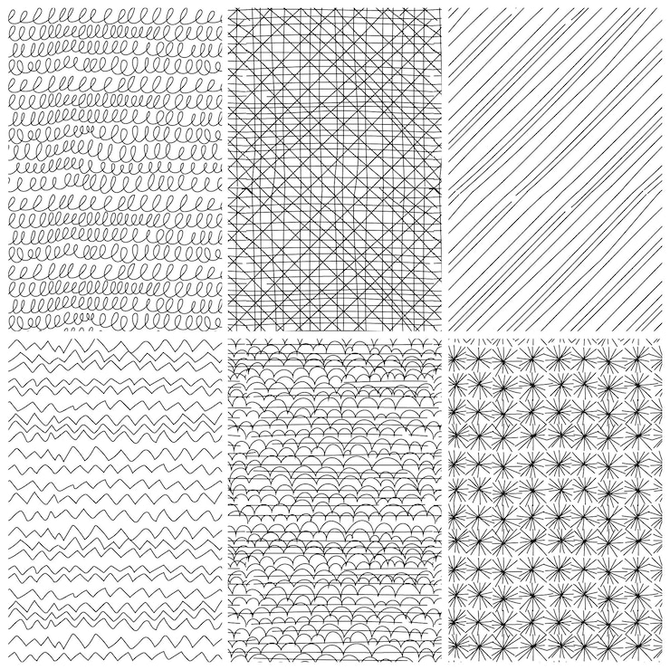 Vettore gratuito collezione di modelli disegnati a mano di incisione