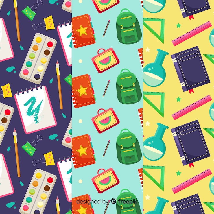 Vettore gratuito collezione di modelli flat back to school flat