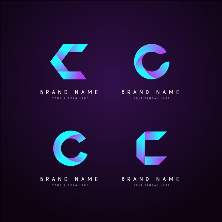 Vettore gratuito collezione di modelli logo gradiente c