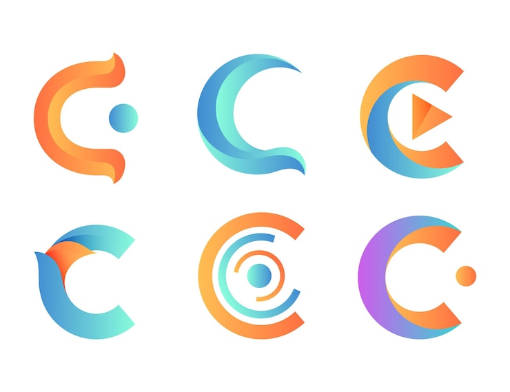 Vettore gratuito collezione di modelli logo gradiente c