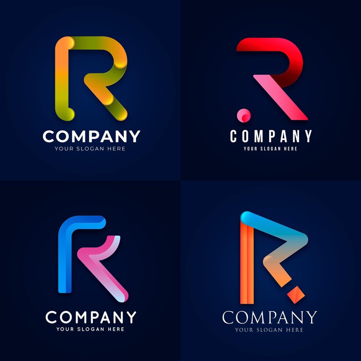 Vettore gratuito collezione di modelli logo gradiente r
