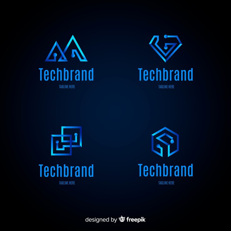 Vettore gratuito collezione di modelli logo tecnologia gradiente