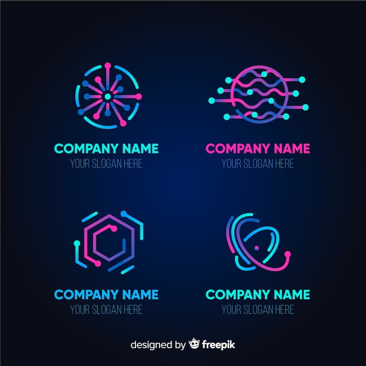 Vettore gratuito collezione di modelli logo tecnologia gradiente