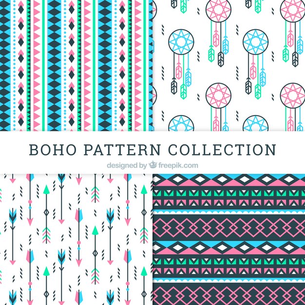 Collezione di motivi Boho con design piatto