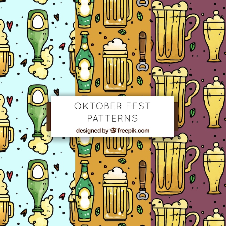 Vettore gratuito collezione di motivi divertenti oktoberfest