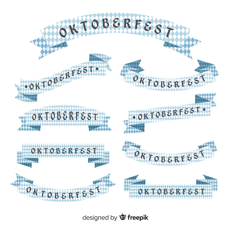 Vettore gratuito collezione di nastri oktoberfest design piatto