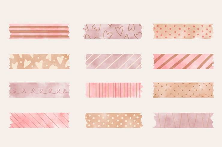 Vettore gratuito collezione di nastri washi dell'acquerello