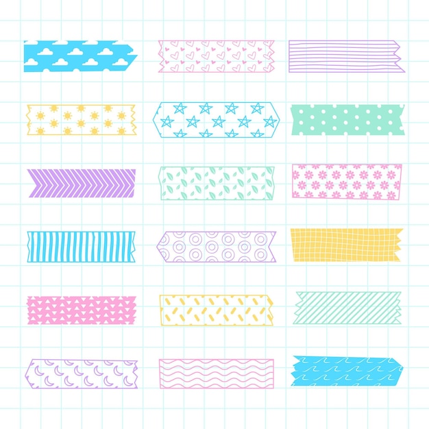 Collezione di nastri washi disegnati a mano