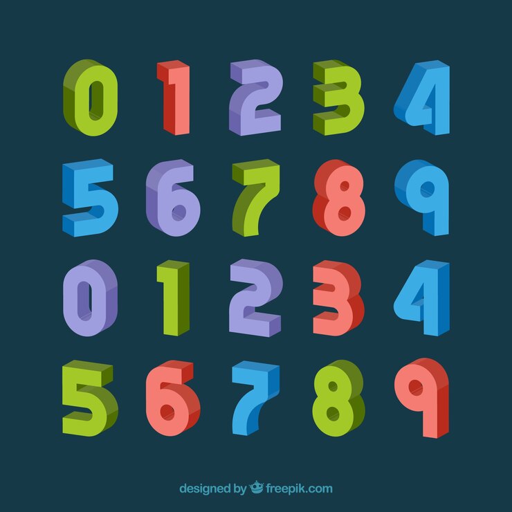 Vettore gratuito collezione di numeri colorati con design piatto