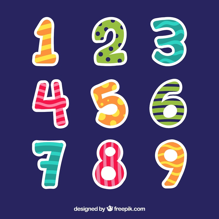 Vettore gratuito collezione di numeri colorati con design piatto