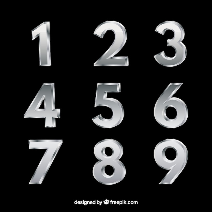 Vettore gratuito collezione di numeri d'argento