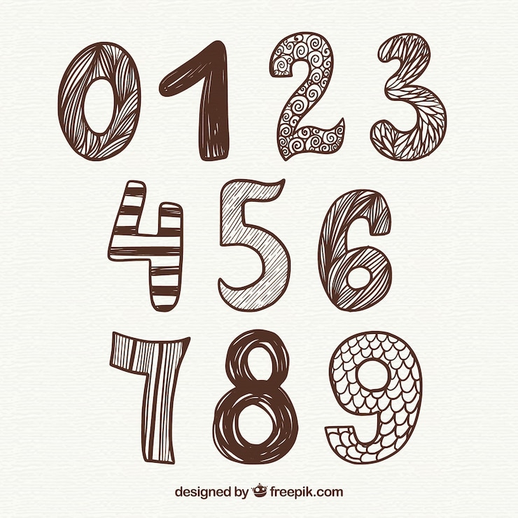 Vettore gratuito collezione di numeri disegnati a mano