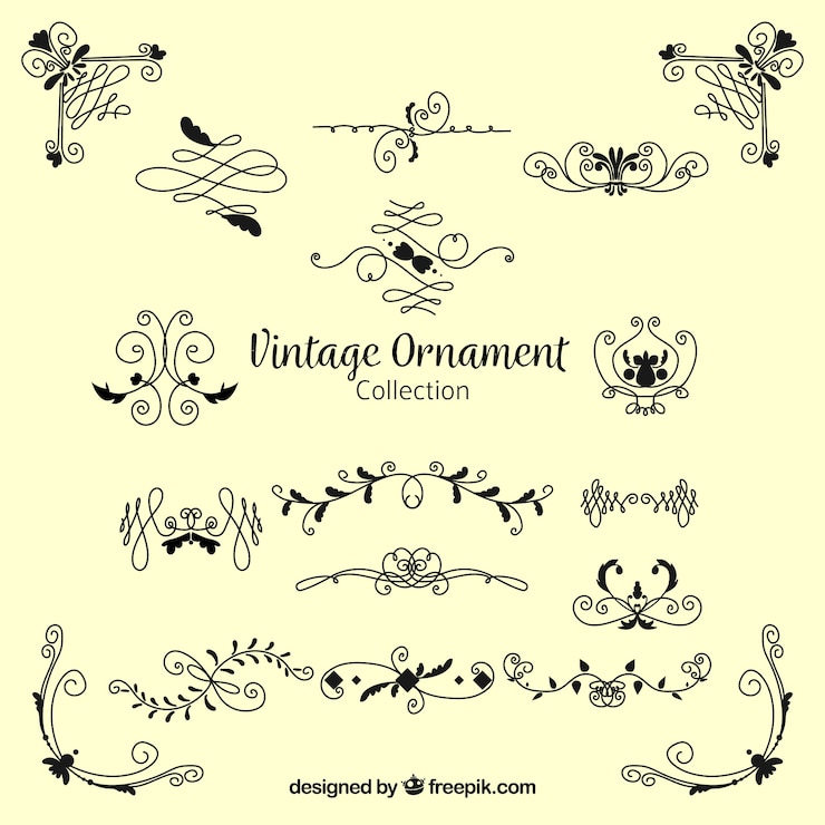 Vettore gratuito collezione di ornamenti in stile vintage