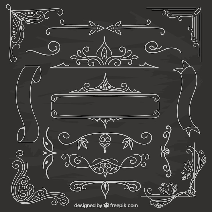 Vettore gratuito collezione di ornamenti in stile vintage