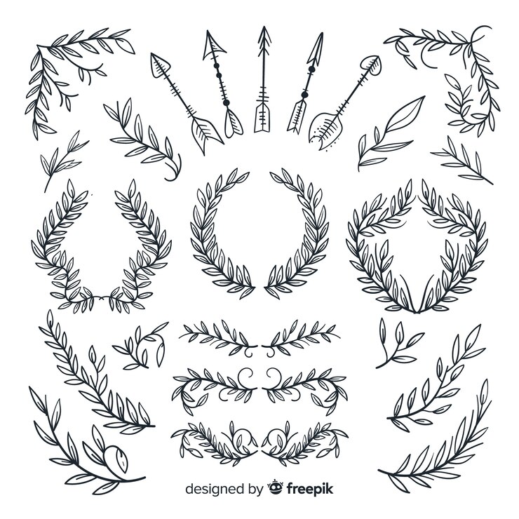 Vettore gratuito collezione di ornamenti nuziali disegnati a mano
