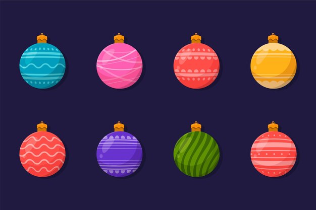 Collezione di ornamenti per palline di natale piatte