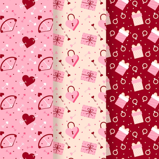 Collezione di pattern di san valentino piatto