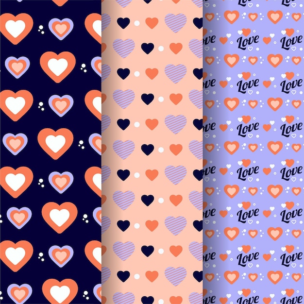 Collezione di pattern di san valentino piatto